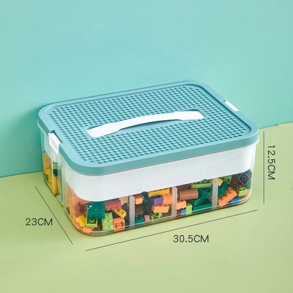 Storage Box Green With White Line One Layer Handle Stackable Organizer Storage B Carousel 2