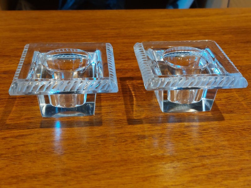Lalique Crystal "Sophie" pattern candle holders Carousel 1