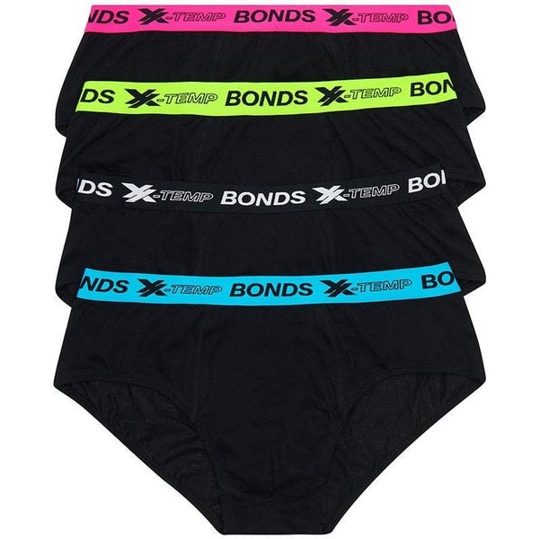 Bonds Men's Underwear X-Temp Brief 4 Pack - Black Carousel 1