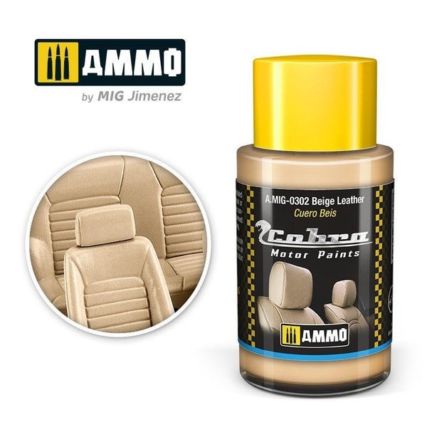 AMMO by Mig Jimenez A.MIG-0302 Cobra Motor Beige Leather Acrylic Paint Carousel 1