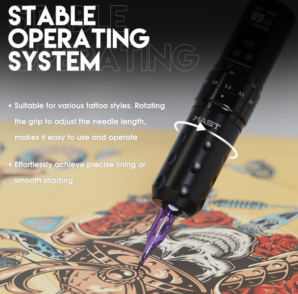 Mast Fold 2 Pro Wireless Tattoo Pen Machine 2 Replaceable Batteries Carousel 2