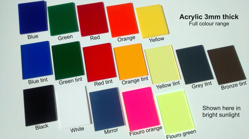 Acrylic perspex plastic any size colours and tints - full sheet 3mm thick Carousel 1