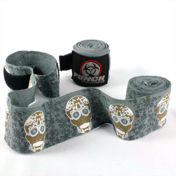 PUNCH Hand Wraps [Urban]-4.5m STRETCH-GOLD SKULL Carousel 1