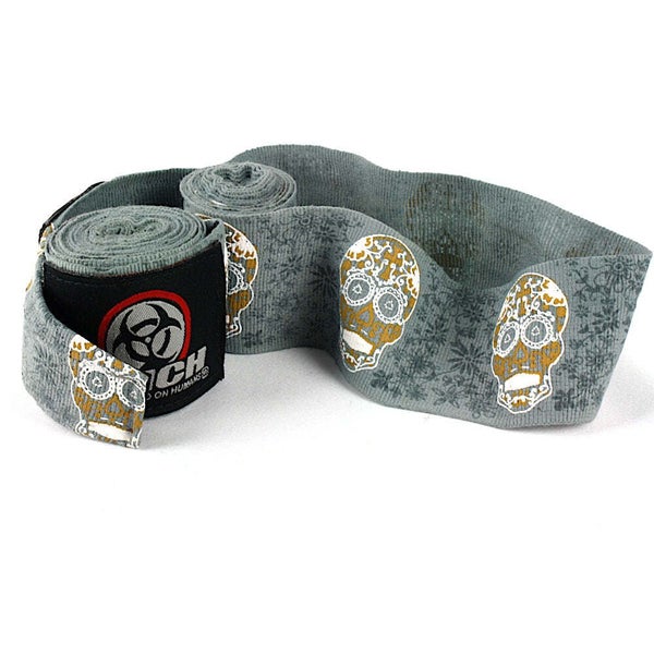 PUNCH Hand Wraps [Urban]-4.5m STRETCH-GOLD SKULL Carousel 2