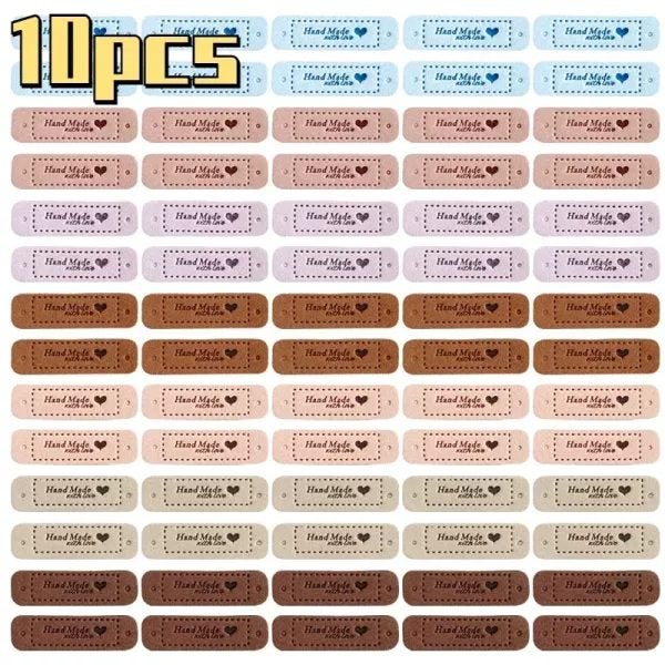 10pcs PU Leather Labels Tags Handmade Labels Made With Love DIY Clothes Hats Carousel 2