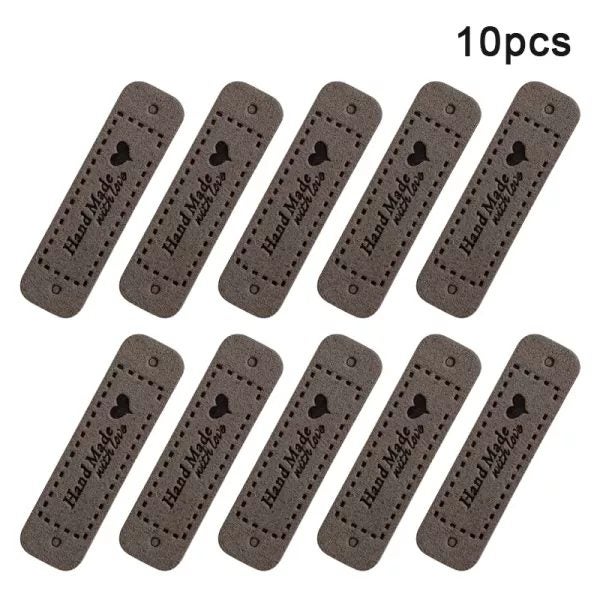 10pcs PU Leather Labels Tags Handmade Labels Made With Love DIY Clothes Hats Carousel 1