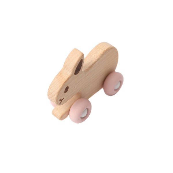 Baby Bunny Beechwood & Silicone Toy Pink By Splosh Carousel 2