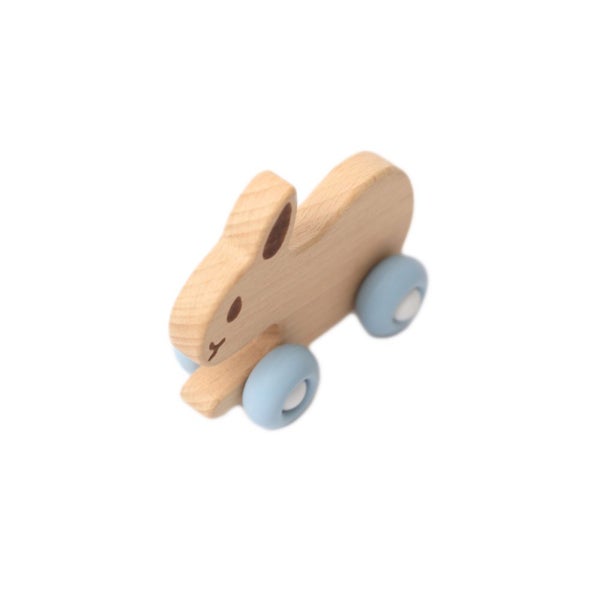Baby Bunny Beechwood & Silicone Toy Blue By Splosh Carousel 2
