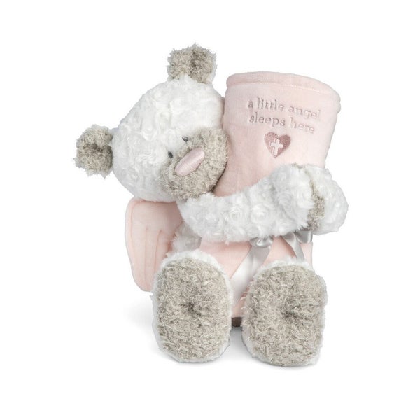 Demdaco Baby - Teddy & Blanket Set Pink Guardian Angel Carousel 1