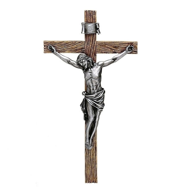 Joseph's Studio - Antique Silver Crucifix 21cm Carousel 1