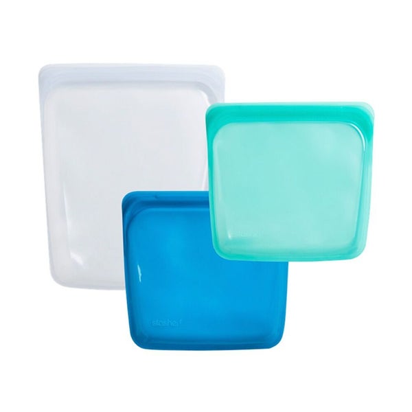 Stasher Sandwich Bag Set - Clear, Aqua & Blue (Set of 3) Carousel 1