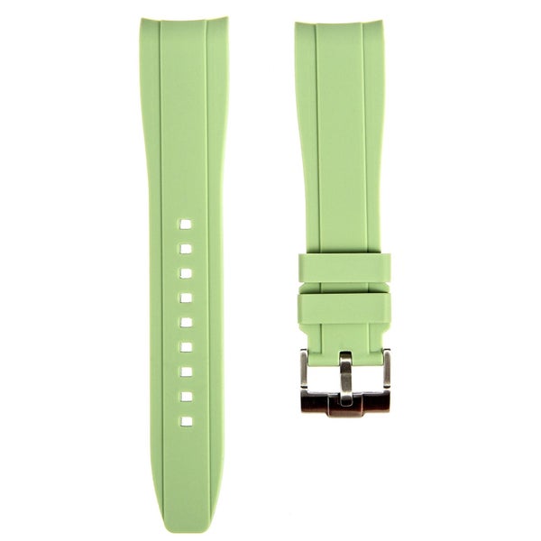 Curved End Rubber Watch Band for Seiko SKX - Light Green (2418) Carousel 2