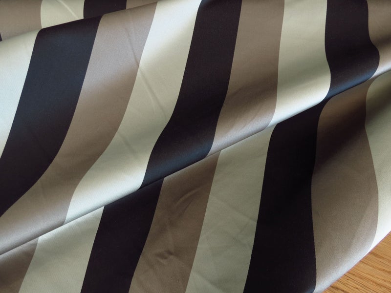 1m Taupe Brown Stripe Poly Viscose Upholstery Curtain Cushion Blind Fabric Carousel 1