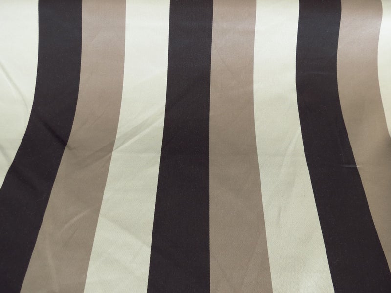 1m Taupe Brown Stripe Poly Viscose Upholstery Curtain Cushion Blind Fabric Carousel 2