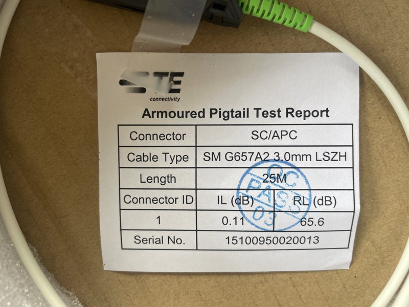 TE Connectivity Fibre Optic Patch Cord 25m - SM G657A2 3.0mm Carousel 5