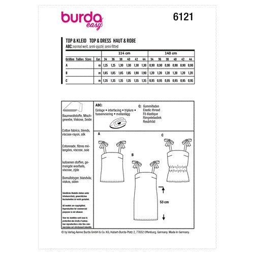 Burda Pattern 6121 Misses' Top & Dress 34-44 Carousel 2