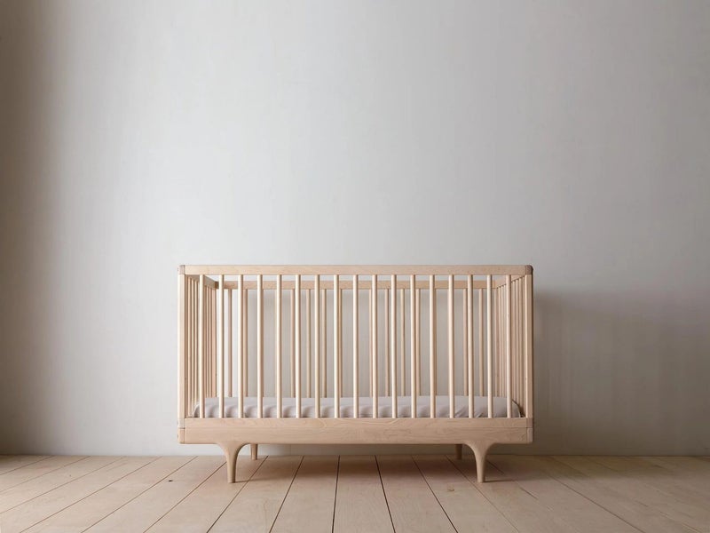 Nature Baby Kalon Caravan Convertable Crib Cot - Raw Ash Wood Oiled Finish Carousel 1