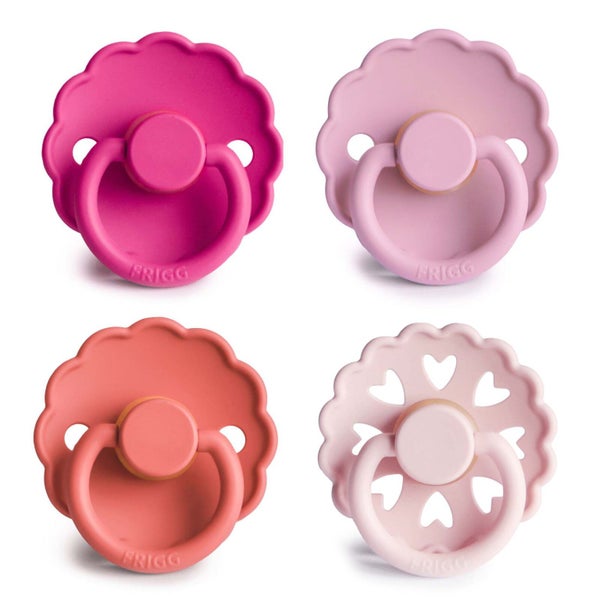 Frigg: Silicone Pacifiers 4 Pack - Rosy Romance (6-18 months) Carousel 1