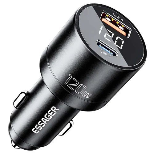Fast Car Charger 120W Display (USB-A + USB-C) Essager Carousel 1
