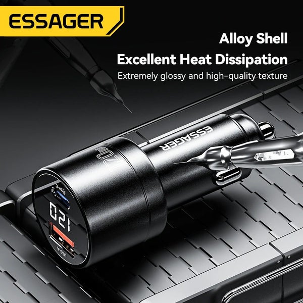 Fast Car Charger 120W Display (USB-A + USB-C) Essager Carousel 7