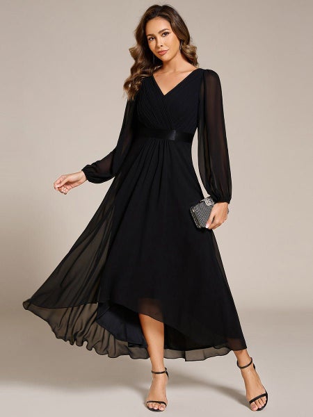 Romany Black Plus Size Evening gown with Sleeves s30+ Express NZ Wide63620615479297114