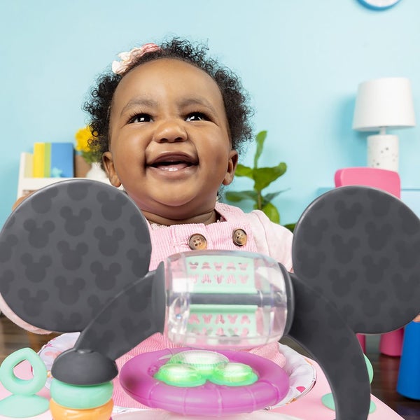 Bright Starts Disney Minnie Mouse Foldable Baby Walker w Music & Play Toys 6m+ Carousel 9