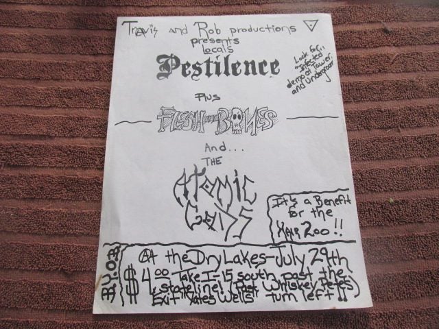 ORIGINAL 1980's THRASH FLYER! PESTILENCE, ATOMIC GODS! Carousel 1