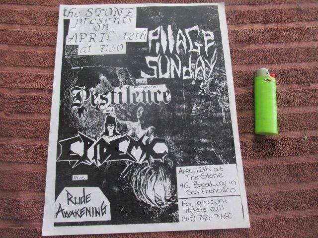ORIGINAL1980'S THRASH FLYER! Pestilence, Epidemic , Rude Awakening. Carousel 1