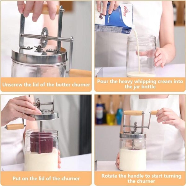 Homemade Churner Manual Butter Maker Food Mixer Glass+silicone 1000ml/1500ml ... Carousel 7