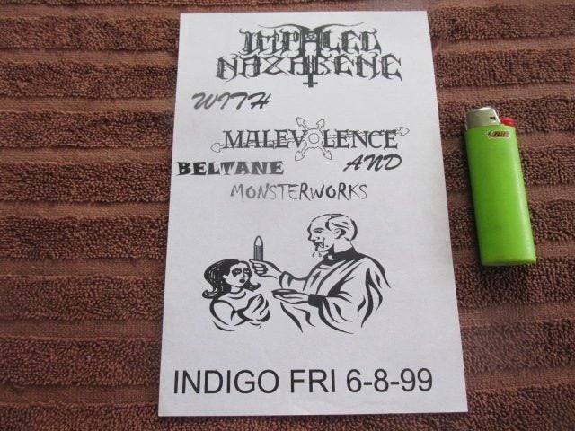 ORIGINAL 1999 NZ FLYER! IMPALED NAZARENE, MALEVOLENCE, BELTANE AND MONSTERWORKS! Carousel 1