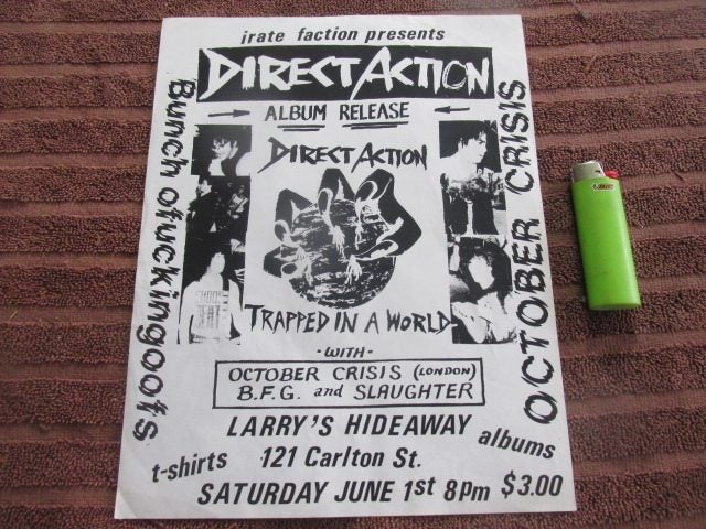 ORIGINAL 1980'S THRASH FLYER! DIRECT ACTION, SLAUGHTER ETC! Carousel 1
