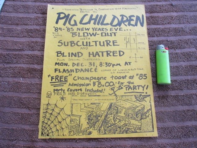 ORIGINAL 1985 THRASH FLYER! Pig Children, Blind Hatred etc. Carousel 1