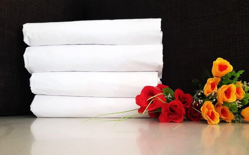 4 EXTREME LUXURY -SUPER HEAVY PERCALE - WHITE - FLAT BED SHEET - QUEEN SIZE Carousel 1