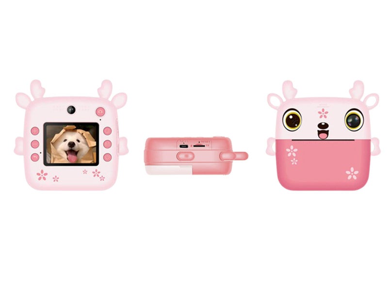 Instant Camera Dual Camera Print Cam 1080P Video Recorder Digital Camera Pink Carousel 2
