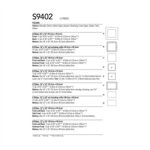 Simplicity Pattern 9402 Easy Pillows OS (ONE SIZE) Carousel 2
