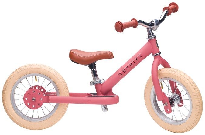 Trybike: 2-In-1 Steel Balance Bike - (Matte Pink / Brown) Carousel 4