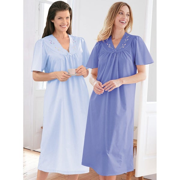 2 Pack Embroidered Nighties - Size 16 - Blue/Periwinkle Carousel 1