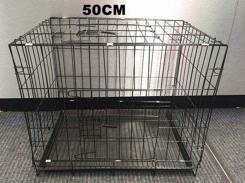 Pet Cage - 50CM Wide Collapsible Metal Pet Cage BLACK Carousel 4