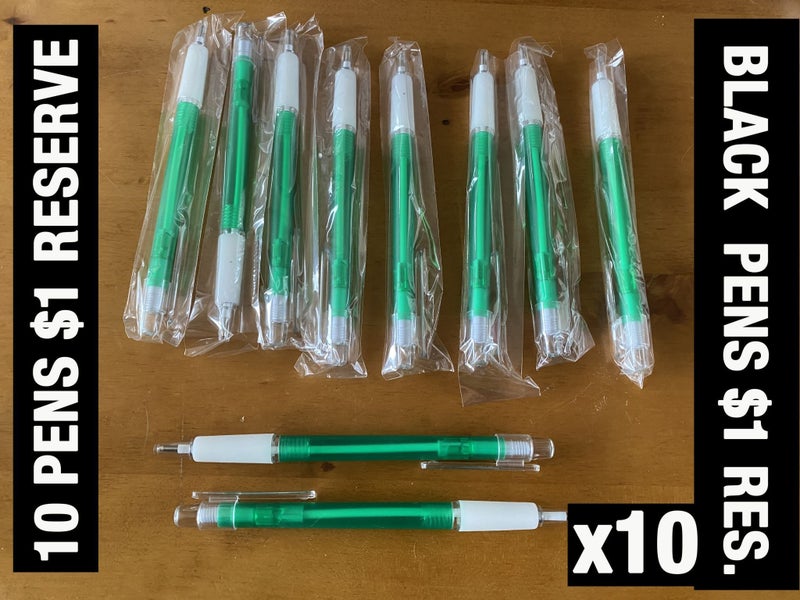 PENS BULK 10 BLACK INK PENS RETRACTABLE BALLPOINT PEN 10 PIECES $1 RESERVE Carousel 1
