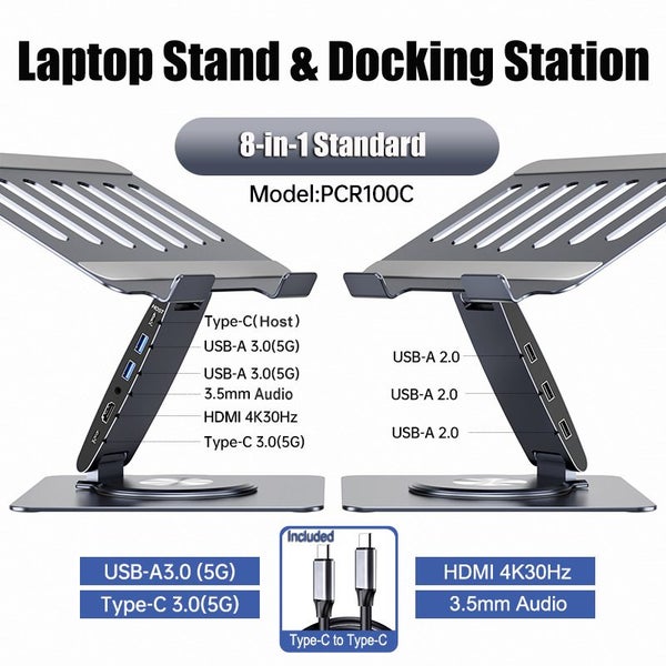 Laptop Docking Station Stand , with HDMI USB3.0 3.5mm Audio Jack Carousel 1