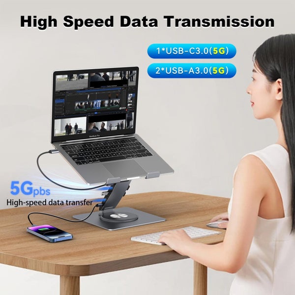 Laptop Docking Station Stand , with HDMI USB3.0 3.5mm Audio Jack Carousel 2