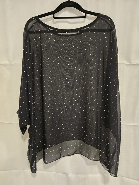 Sheer poka dot top Carousel 1
