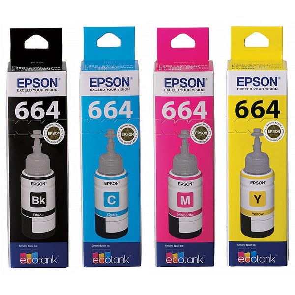 Epson T664 EcoTank 664 Ink Toner Bottle Value Pack Black Cyan Magenta Yellow ... Carousel 1