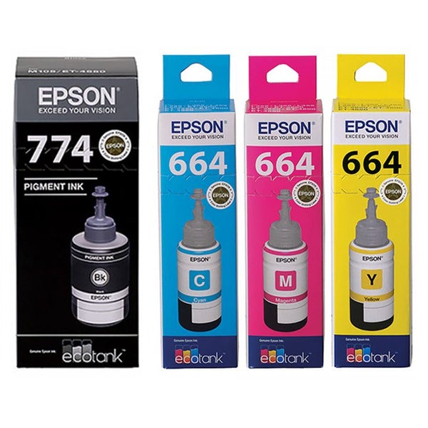Epson T664 T774 EcoTank 664 774 Ink Toner Bottle Value Pack Genuine Original Carousel 1