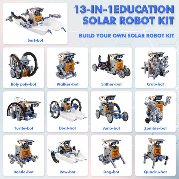 STEM 13in1 Education Solar Battery Dual Power Robots Toys DIY Educational Toy Carousel 1