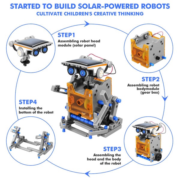 STEM 13in1 Education Solar Battery Dual Power Robots Toys DIY Educational Toy Carousel 2
