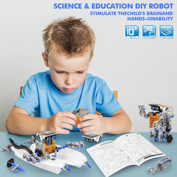 STEM 13in1 Education Solar Battery Dual Power Robots Toys DIY Educational Toy Carousel 7