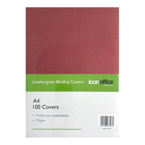 Icon Binding Covers Red A4 250gsm Pack of 100 Carousel 1