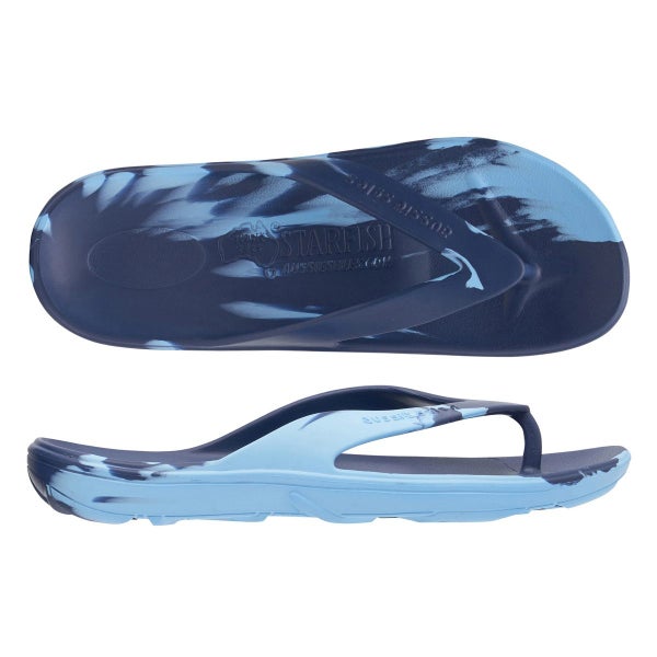 Aussie Soles Starfish 2.0 Medium Arch Thongs - Navy & Sky Blue Carousel 1