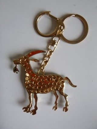 Goat With Coloured Diamantes Metal Key Ring/ Clip *NEW* Carousel 2